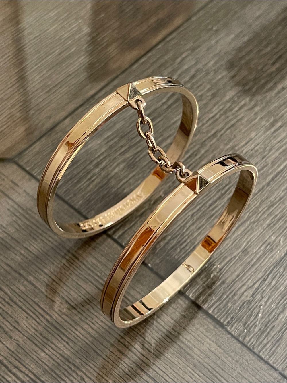 Victoria Secret “ Love Me” Connected Gold-tone Bangle Bracelets
